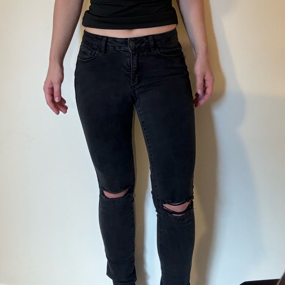 Low Rise Black Skinny Jeans